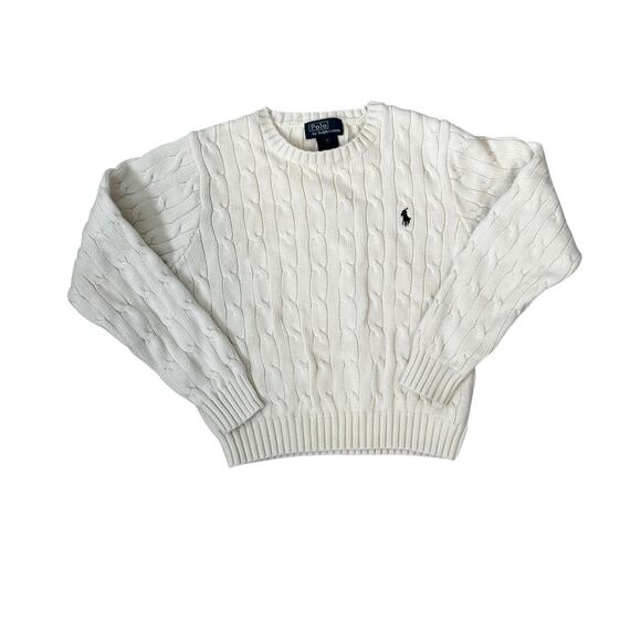Polo by Ralph Lauren Other - Polo Ralph Lauren Cable Knit Cream Sweater Size 7 Kids Classic Preppy Crewneck